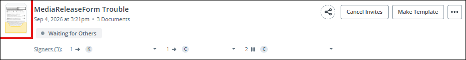 Sent documents for signature screenshot